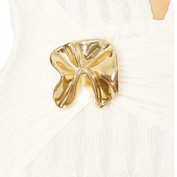 MICHAEL COSTELLO REVOLVE WHITE GOLD CUT OUT MADELINE MIDI DRESS SMALL - Picture 5 of 5